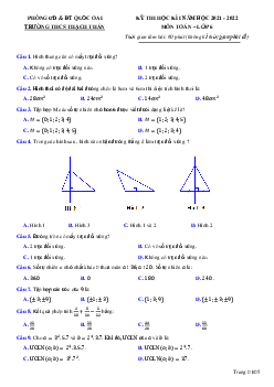Đề thi học kỳ 1 Toán 6 năm 2021 – 2022 trường THCS Thạch Thán – Hà Nội