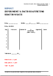 Lab Report 5: Factors affecting  - Chemistry Laboratory | Trường Đại học Quốc tế, Đại học Quốc gia Thành phố HCM