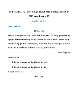 Đề thi học kì 2 lớp 1 năm 2022 - 2023 | Tiếng việt 1 |  Kết nối tri thức với cuộc sống | đề 6