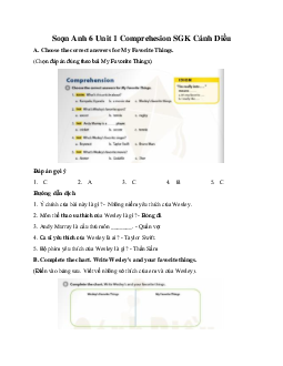 Soạn Anh 6 Unit 1 Comprehension SGK Cánh Diều