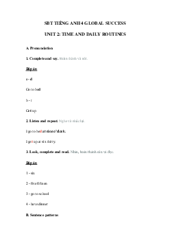 Sách bài tập tiếng Anh lớp 4 unit 2 Global success