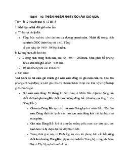 Địa Lý 12 bài 9 - 10: Thiên nhiên nhiệt đới ẩm gió mùa