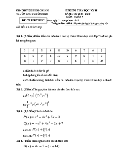 Đề thi học kì 2 Toán 7 năm 2019 – 2020 trường THCS Đồng Đen – TP HCM