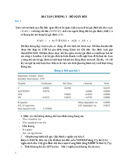 Bài tập Chương 3 : Hồi quy bội môn Kinh tế lượng | Đại học Thăng Long