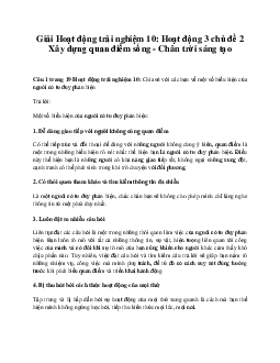 Giải Hoạt động trải nghiệm 10: Hoạt động 3 chủ đề 2 Chân Trời Sáng Tạo