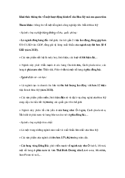 Khai thác thông tin về một hoạt động kinh tế của Hoa Kỳ mà em quan tâm | Kết nối tri thức