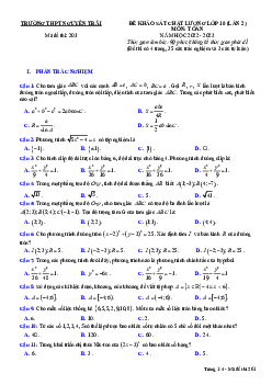 Đề khảo sát Toán 10 lần 2 năm 2022 – 2023 trường THPT Nguyễn Trãi – Thanh Hoá