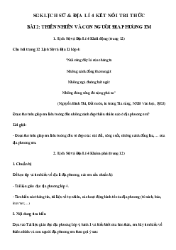 Lịch Sử và Địa Lí lớp 4 Bài 2: Thiên nhiên và con người địa phương em | Kết nối tri thức