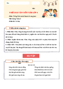 Bài tập cuối tuần Tiếng Việt lớp 4 Chân trời sáng tạo - Tuần 2