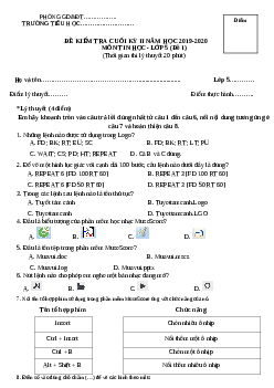Đề thi học kì 2 lớp 5 môn Tin Học năm 2019-2020 theo Thông tư 22