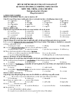 Đề Thi Thử Đánh Giá Năng Lực Ngoại Ngữ Kì Thi Tuyển Sinh Các Trường THPT Chuyên Môn Thi Tiếng Anh (chuyên)