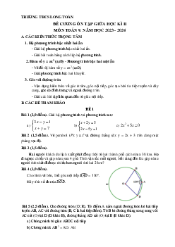 Đề cương giữa kì 2 Toán 9 năm 2023 – 2024 trường THCS Long Toàn – BR VT