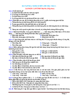 Trắc Nghiệm Sinh 9 Bài 3: Lai Một Cặp Tính Trạng Tiếp Theo (Có Đáp Án)