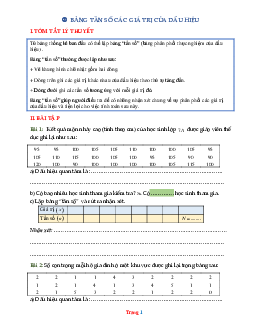 Bài tập toán lớp 7 bảng tần số (có lời giải chi tiết )