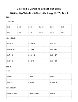 Ôn tập về phép nhân, bảng nhân 2, bảng nhân 5: Giải bài tập Toán lớp 3 Cánh diều trang 14, 15 - Tập 1