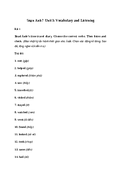 Giải Tiếng Anh 7 Unit 3: Vocabulary and Listening | Friends plus