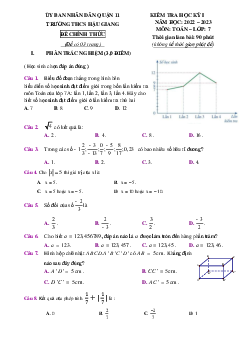 Đề học kỳ 1 Toán 7 năm 2022 – 2023 trường THCS Hậu Giang – TP HCM