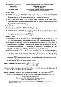 Đề học sinh giỏi Toán THPT cấp tỉnh năm 2023 – 2024 sở GD&ĐT Hưng Yên