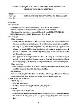 Bài 1: Bài toán quản lý và cơ sở dữ liệu | Giáo án Tin học 11 Cánh diều