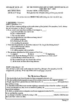 Đề thi tuyển sinh lớp 10 THPT tỉnh Long An năm học 2017-2018 môn Tiếng Anh (chuyên)