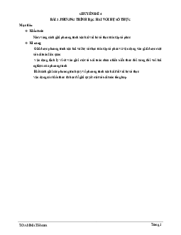 Bài giảng phương trình bậc hai với hệ số thực Toán 12