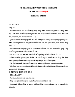 Chủ đề 13: Thăm quê  | Bài 3 | Giáo án Tiếng Việt 1 bộ sách Chân trời sáng tạo
