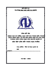 Tiểu luận môn Tâm lý học quản lý | Đại học Nội Vụ Hà Nội