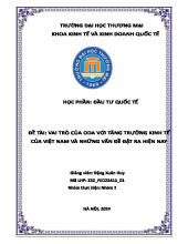 Vai trò ODA với Tăng trưởng Kinh tế Việt Nam | Bài thảo luận Đầu tư quốc tế