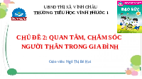 Giáo án điện tử Đạo đức 1 Bài 2 Chân trời sáng tạo : Quan tâm, chăm sóc ông bà, cha mẹ