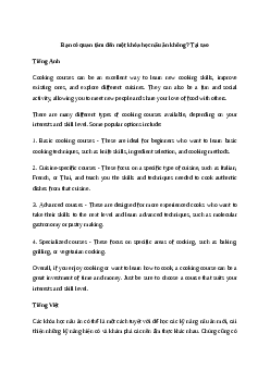 Would you be interested in a cooking course? Why not?