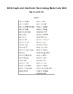 Đề thi tuyển sinh lớp 6 môn Toán trường Marie Curie 2023 