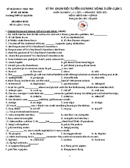 Kì thi chọn đội tuyển Olympic vòng 3 cấp cụm 1 TP HỒ CHÍ MINH khóa thi ngày 17-1-2021 – năm học 2020-2021 môn Tiếng Anh – Lớp 10