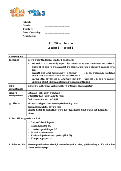 Unit 20: At the zoo | Giáo án Tiếng Anh 3 | Global Success