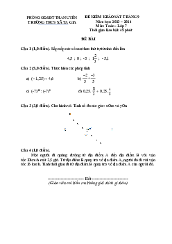 Đề khảo sát tháng 9 Toán 7 năm 2023 – 2024 trường THCS Xã Ta Gia – Lai Châu
