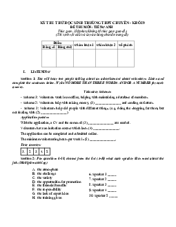 Kỳ thi thử học sinh trường THPT chuyên khối 9 đề thi môn Tiếng Anh