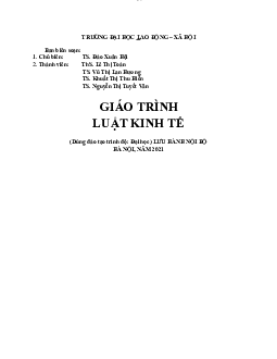 Giáo trình môn Luật kinh tế | Trường Đại học Lao động Xã hội