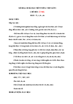Chủ đề 5: Ở nhà  | Bài 1 | Giáo án Tiếng Việt 1 bộ sách Chân trời sáng tạo