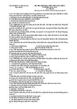 Đề thi chọn HSG Địa Lí 12 Sở GD-ĐT Thái Bình 2021-2022 (có đáp án)