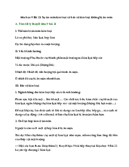 Hóa học 9 Bài 21: Sự ăn mòn kim loại và bảo vệ kim loại không bị ăn mòn