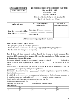 (Vòng 2) Đề thi chọn đội tuyển dự thi Học sinh giỏi Quốc gia THPT môn Tiếng Anh tỉnh Ninh Bình năm 2018-2019