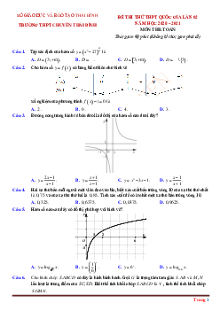 Đề thi thử tốt nghiệp THPT môn Toán 2021 Chuyên Thái Bình lần 2 (có đáp án và lời giải chi tiết)