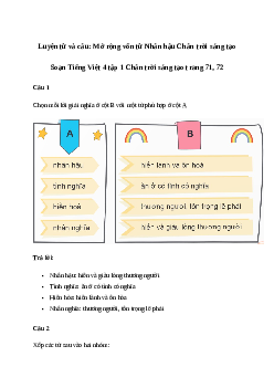 Soạn bài Luyện từ và câu: Mở rộng vốn từ Nhân hậu - Tiếng Việt 4 Chân trời sáng tạo
