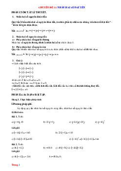 Toán 6 Chuyên đề: Phép nhân số nguyên
