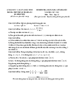 Đề kiểm tra chất lượng giữa kỳ 1 năm 2017 – 2018 môn Toán 11 trường Thuận Thành 3 – Bắc Ninh