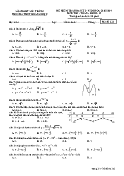 Đề kiểm tra học kỳ 1 Toán 12 năm 2018 – 2019 trường THPT Hoàng Diệu – Sóc Trăng