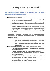 Chương 2: Triết lý Kinh doanh | Môn Văn hóa kinh doanh và khởi nghiệp - Đại học Bách Khoa Hà Nội