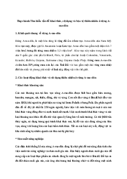 Giải Địa lí 7 Bài 19: Thực hành Tìm hiểu vấn đề khai thác, sử dụng và bảo vệ thiên nhiên ở rừng A-ma-dôn | Cánh diều