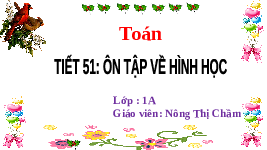 Giáo án điện tử Toán học 1 bài 51 Vì sự bình đẳng: Ôn tập về hình học