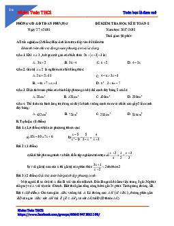 Đề kiểm tra học kỳ 2 Toán 8 năm 2017 – 2018 phòng GD và ĐT Đan Phượng – Hà Nội