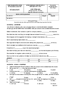 Đề thi chọn học sinh giỏi lớp 12 năm học 2015 - 2016 môn Tiếng Anh